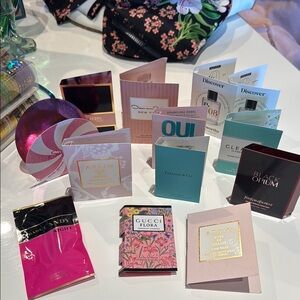 Asst NEW Fragrance Sample Set: Aerin, Gucci, Opium-Red, Prada, Good Girl, Juicy
